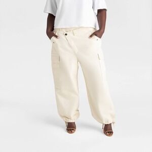 KBB by KAHLANA Target 1X Large Mid-Rise Straight Leg The Cargo Jogger Cream Pant